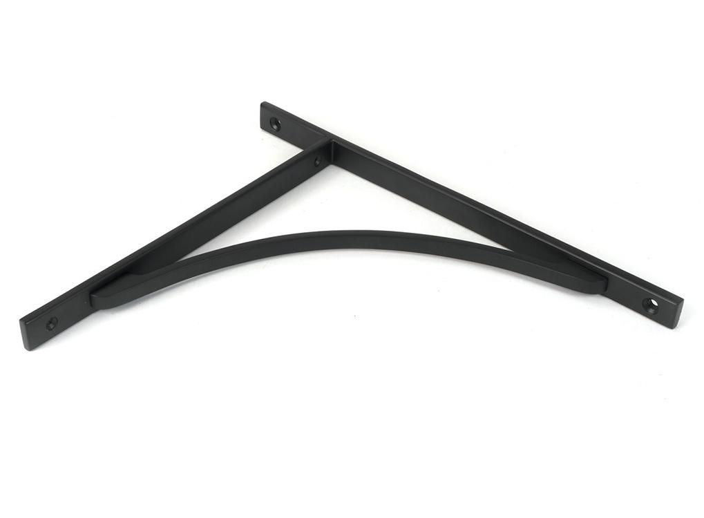 Close-Up of Matte Black "Appleton" Traditional Arched Shelf Bracket - 314mm x 250mm