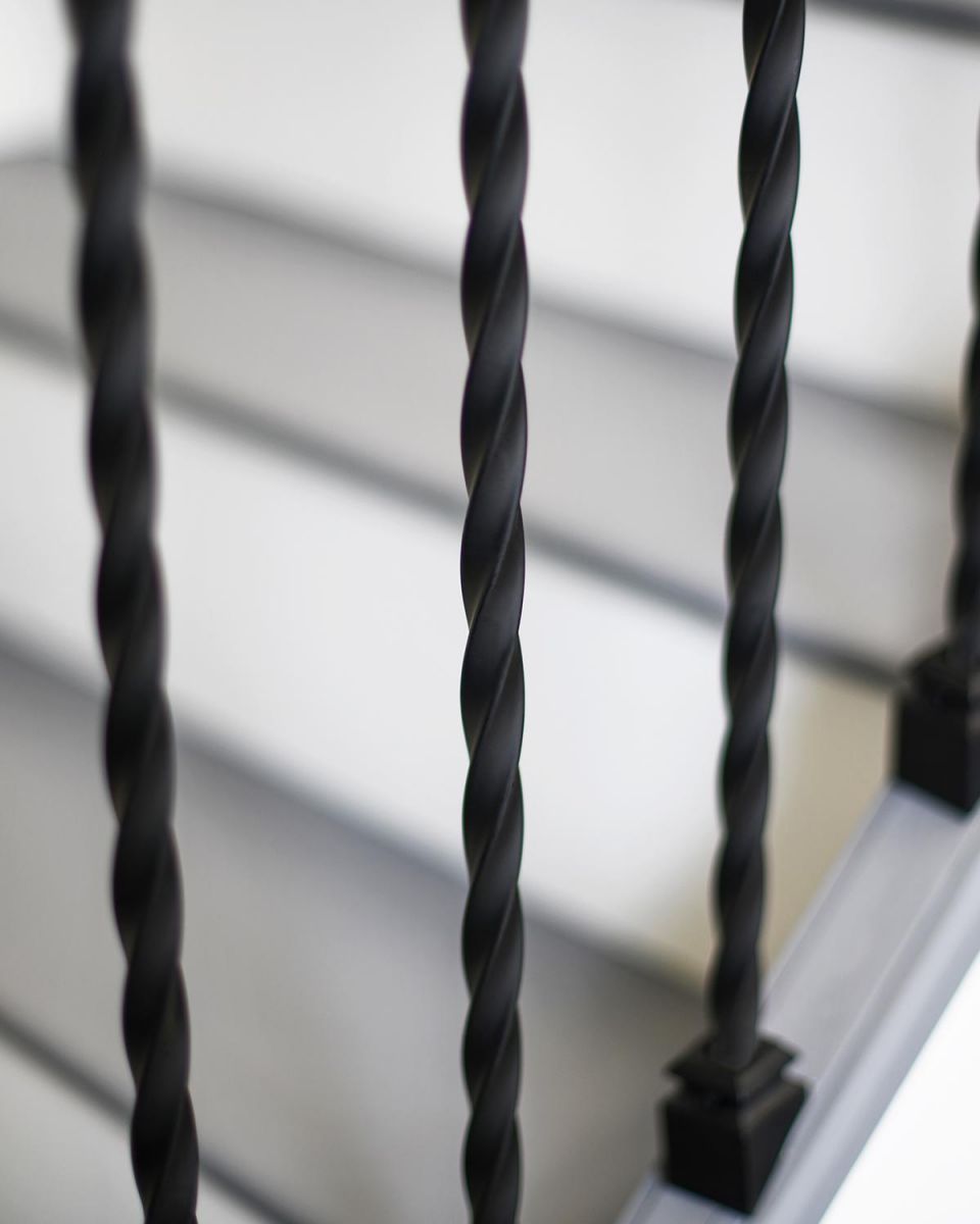 Close-up of the Matte Black Finish on the Stair Spindles