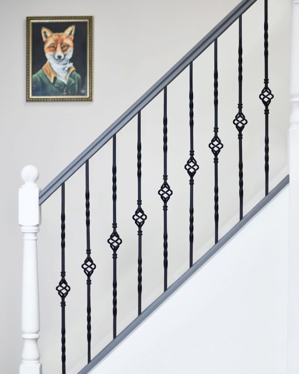 Matte Black "Enfield" Single Basket Stair Spindle - Spindle ONLY - No Brackets in Situ