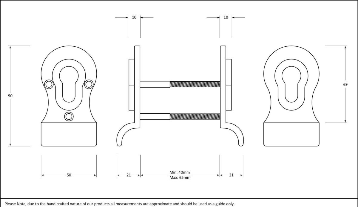 Matte Black Back-To-Back Euro Door Pull Dimensions