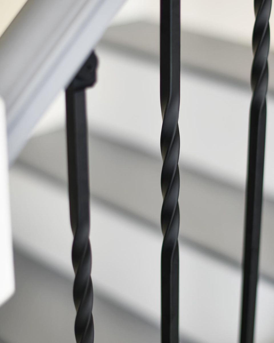Close-up of the Matt Black Finish on the Stair Spindles