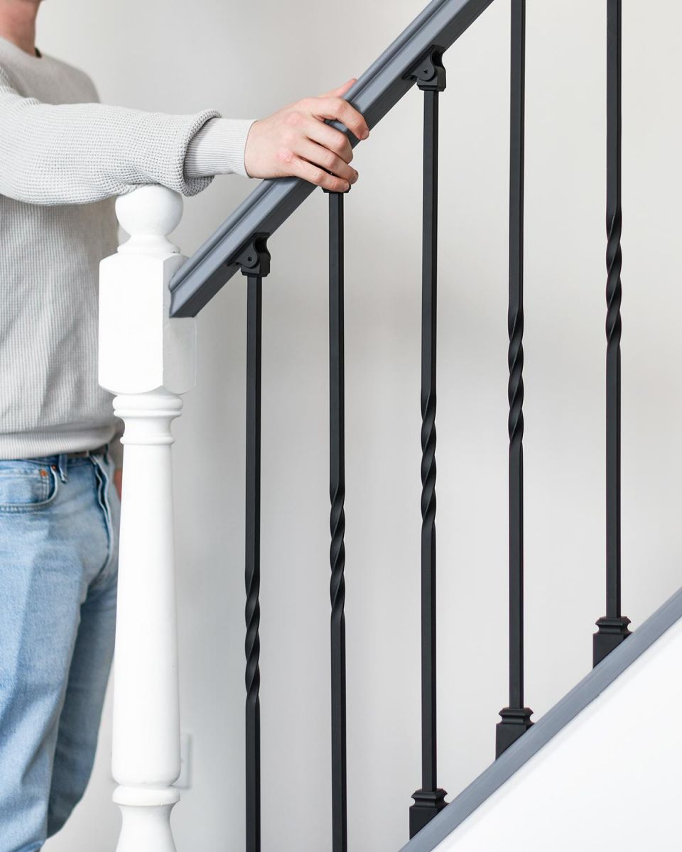 Matte Black "Enfield" Single Twist Stair Spindle to Scale