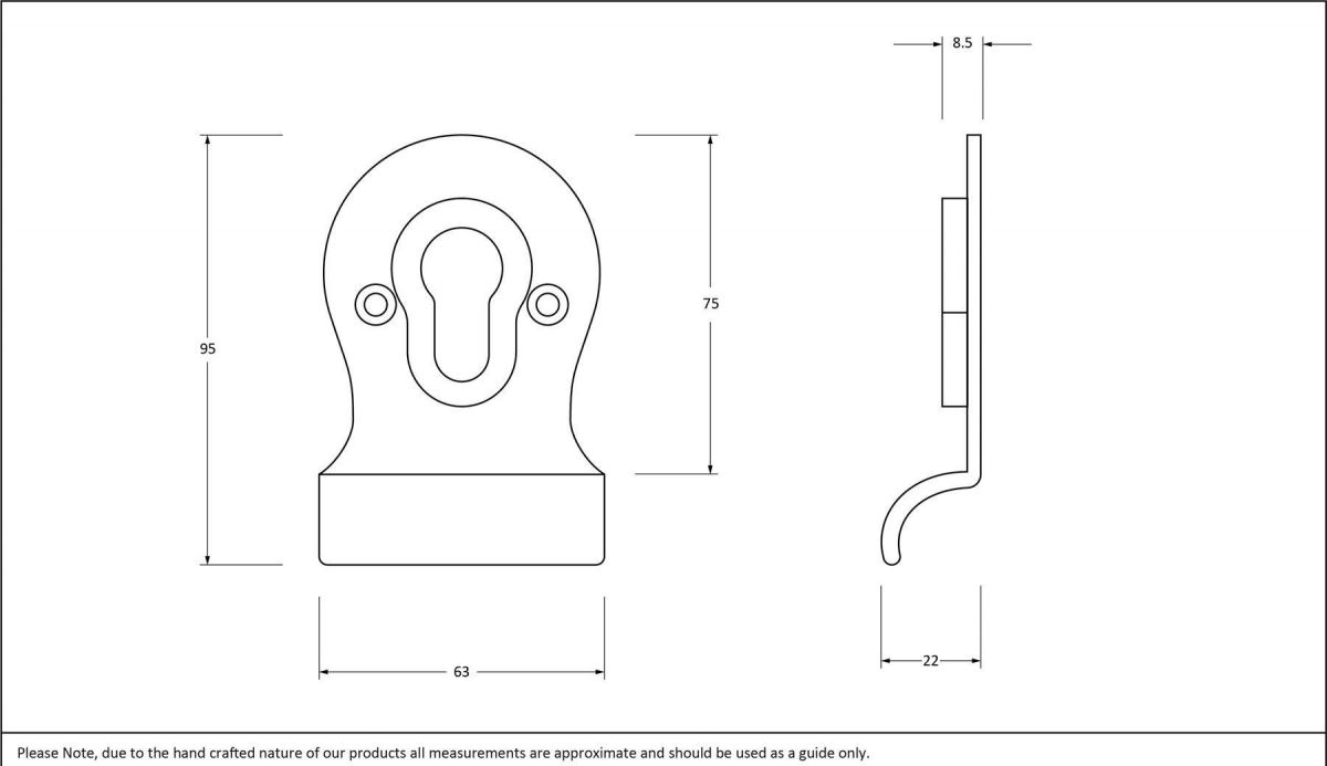 Matte Black Euro Cylinder Door Pull Dimensions