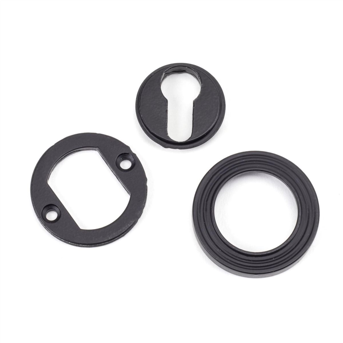 Matte Black Layered Beehive Circular Euro Escutcheon Parts
