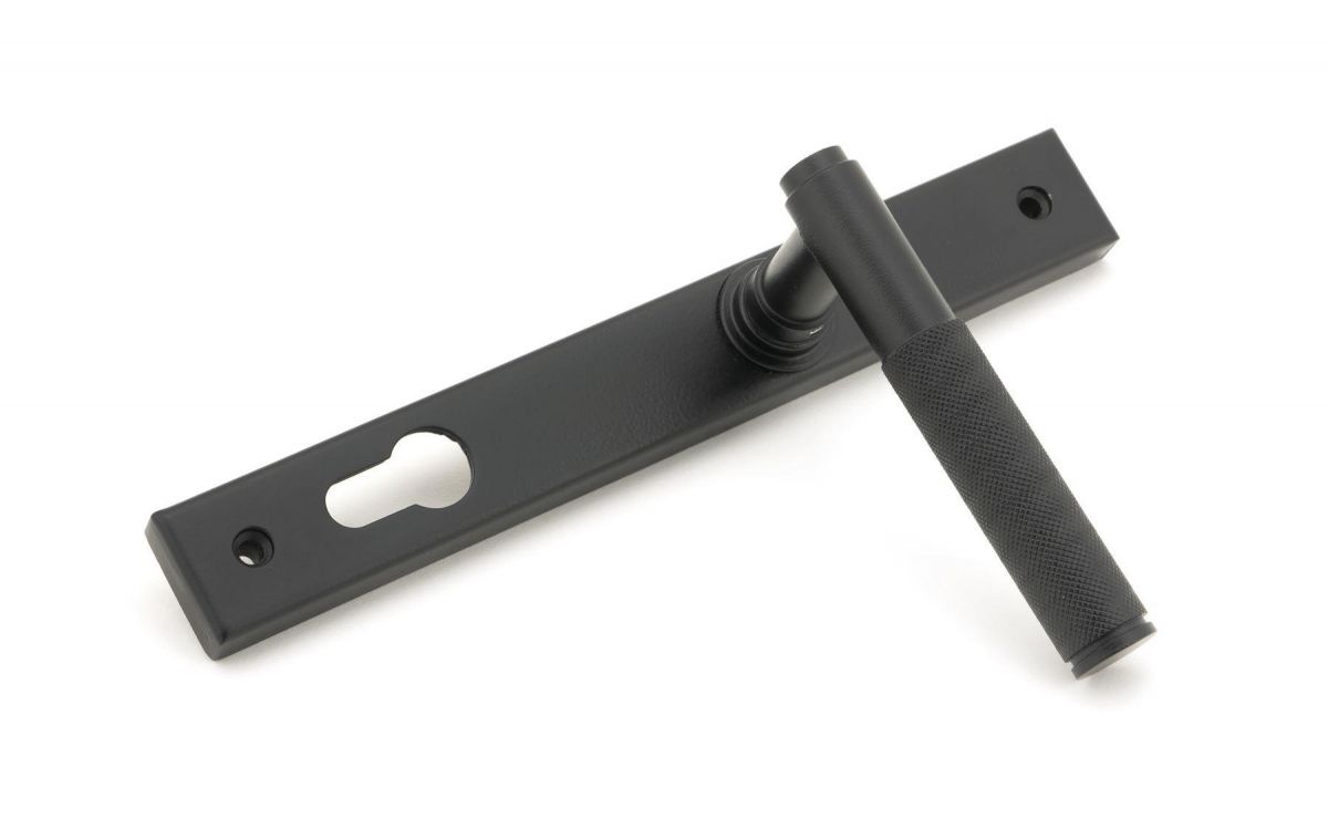 Matte Black Slimline Lever Espag Door Handle