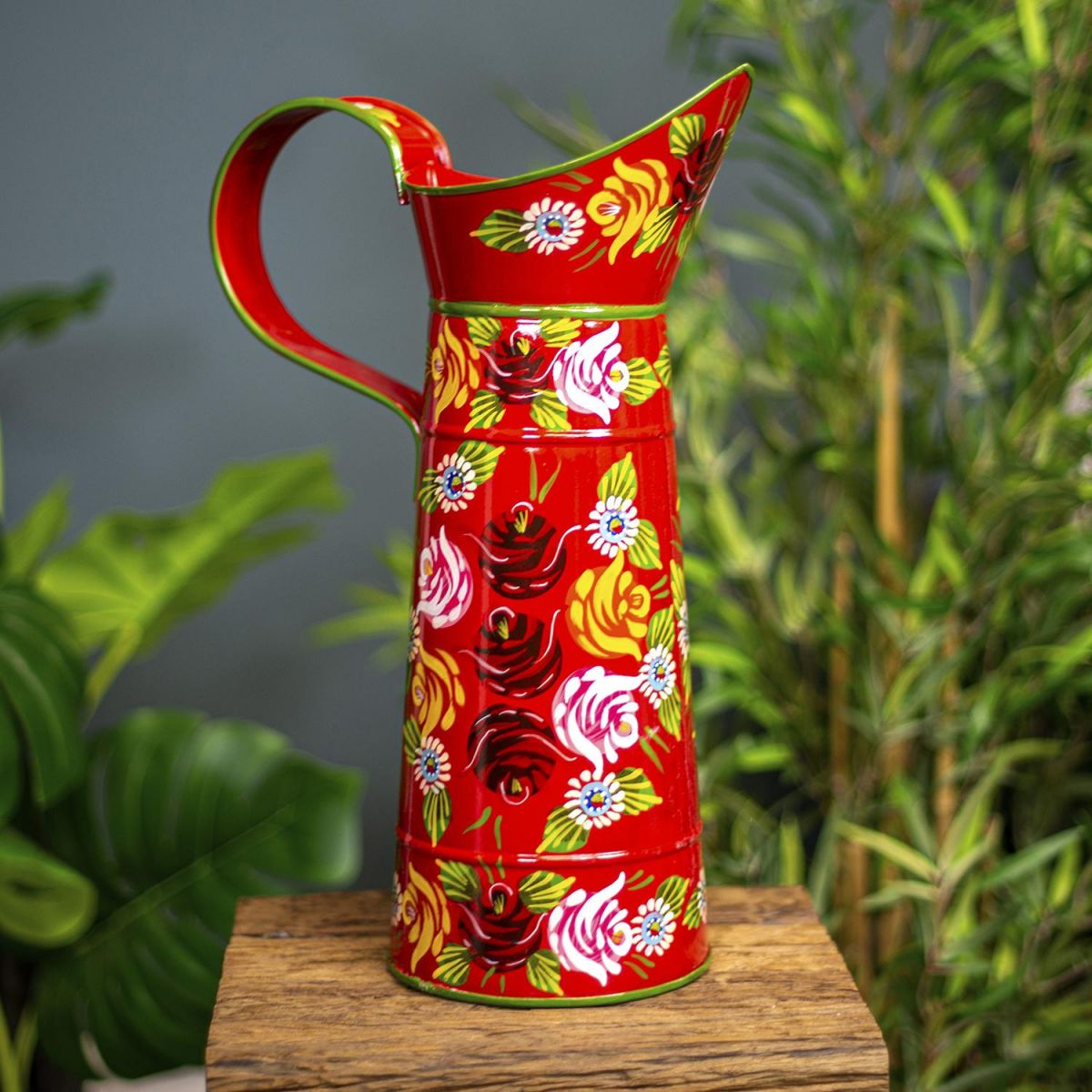 Large Traditional Hand Painted Narrowboat Style Jug Finished in Green Large Traditional Hand Painted Narrowboat Style Jug Finished in Green