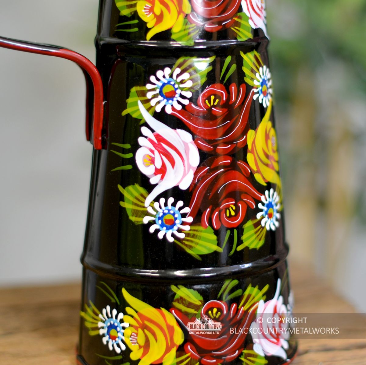 Close-up of the Hand Painted Rose Design