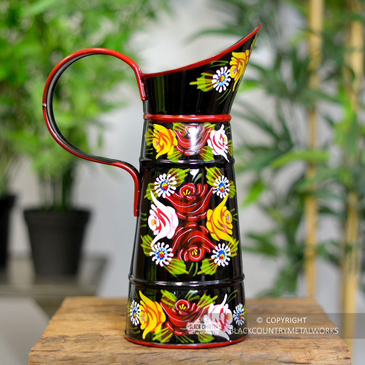 Side View of the Black Traditional Narrowboat Jug