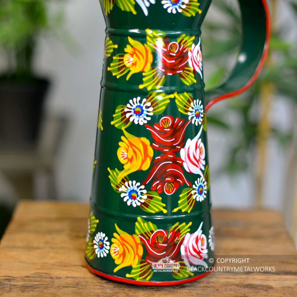 Close-up of the Hand Painted Rose Design