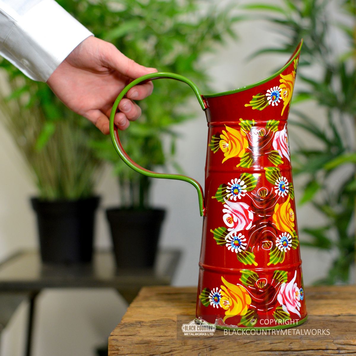 Small Red Traditional Hand Painted Narrowboat Style Jug to Scale