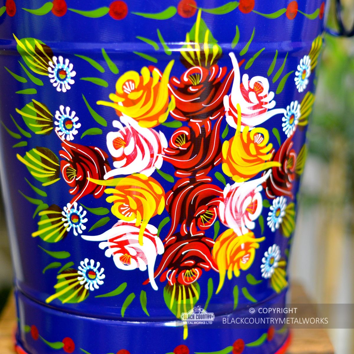 Close-up of the Hand Painted Rose Design