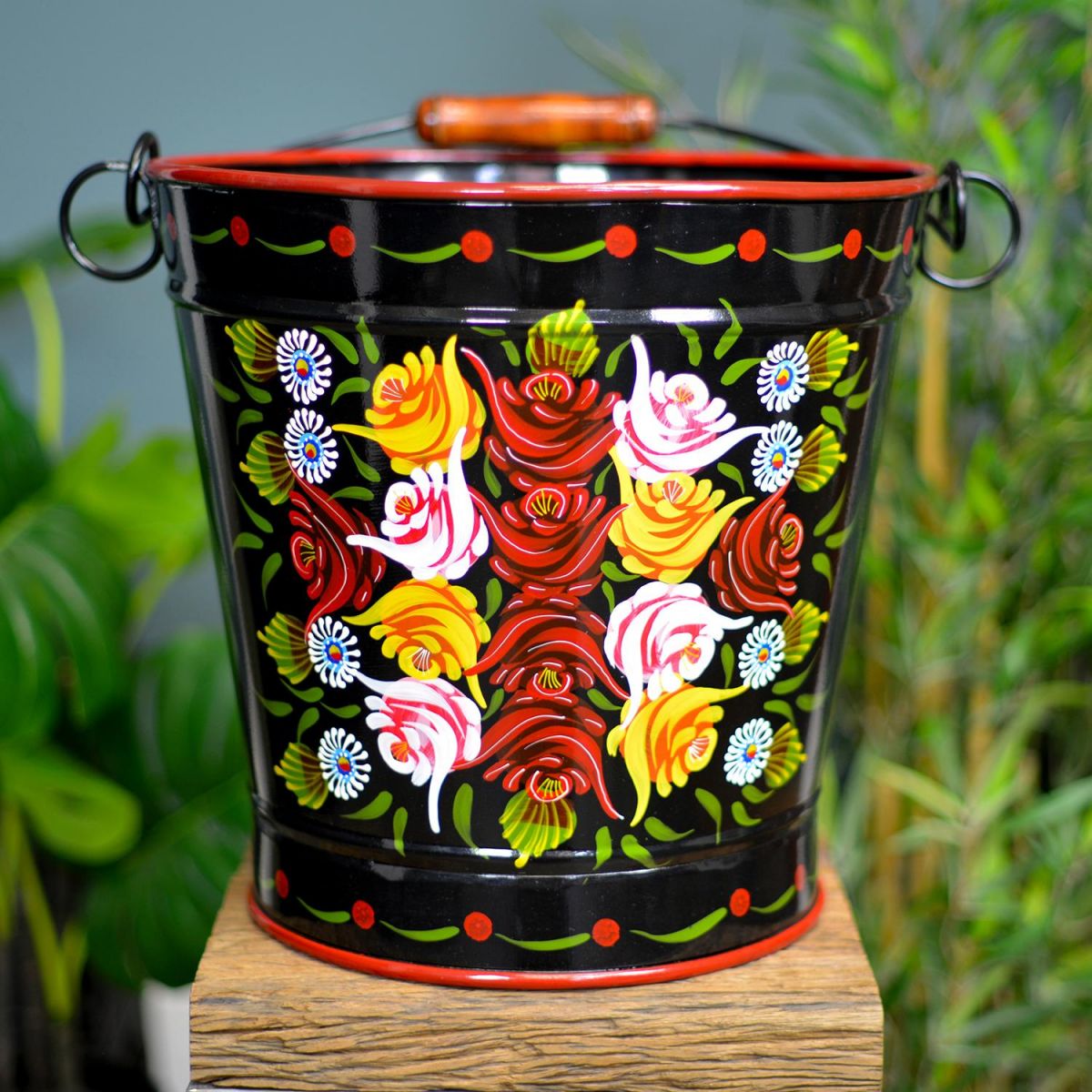 XXL Hand Painted Log Bucket Finished in Black 