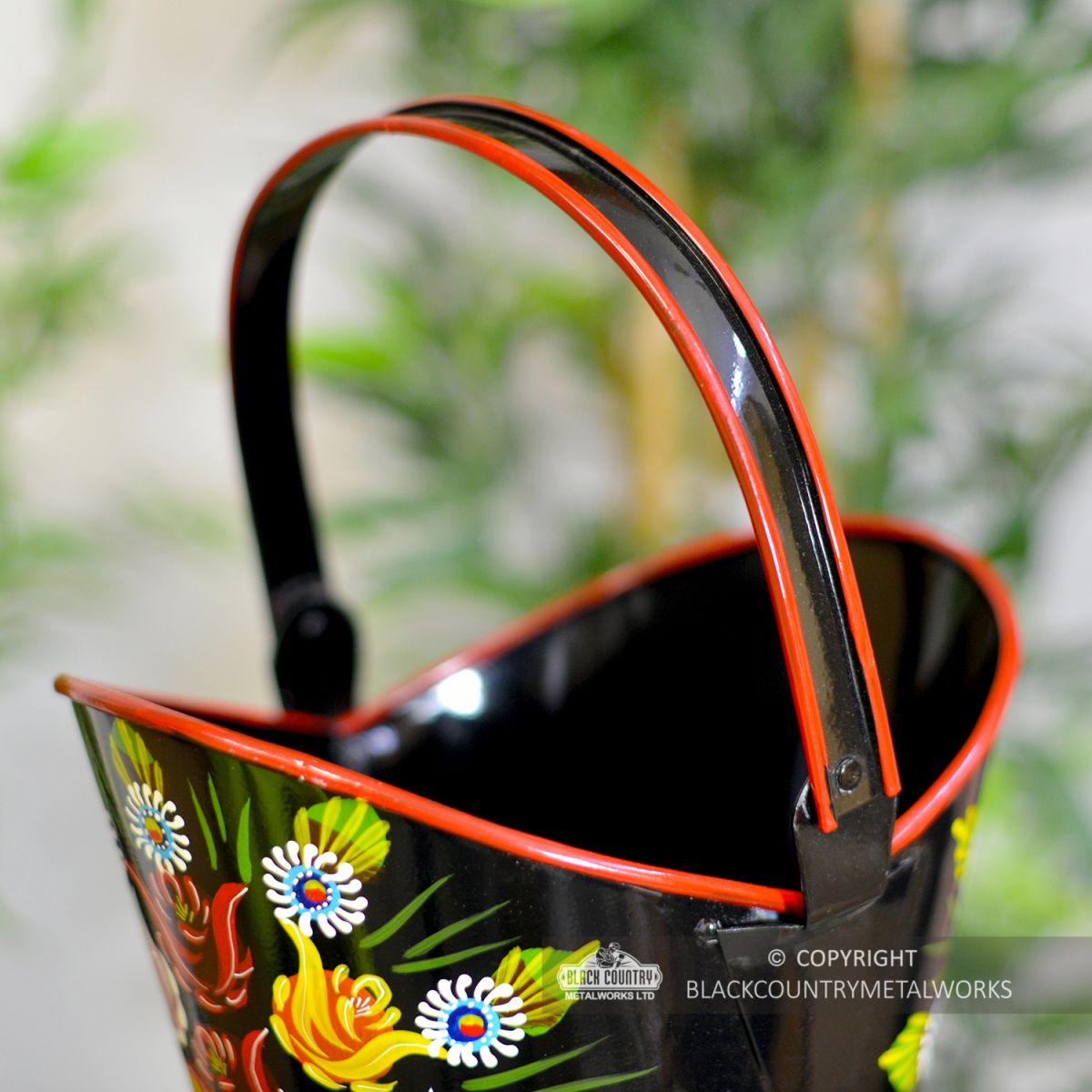 “Daintree” Hand Painted Iron Narrowboat Coal Hod or Umbrella Stand - Black “Daintree” Hand Painted Iron Narrowboat Coal Hod or Umbrella Stand - Black