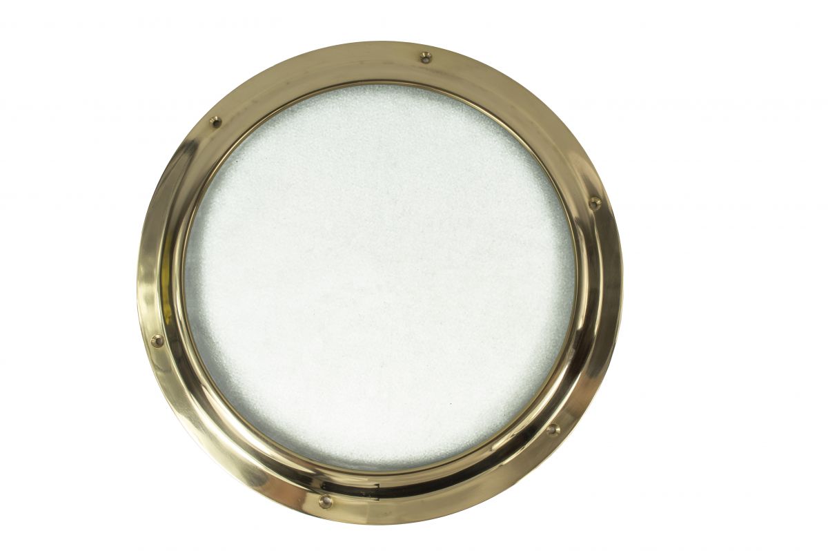 Polished Brass Port Hole with Frosted Glass