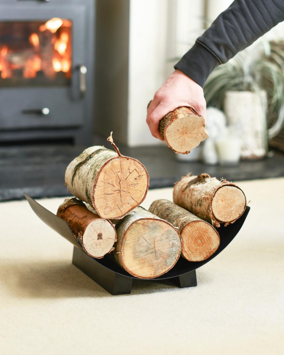 Scale Shot Of "Media Luna" Contemporary Log Holder Scale Shot Of "Media Luna" Contemporary Log Holder