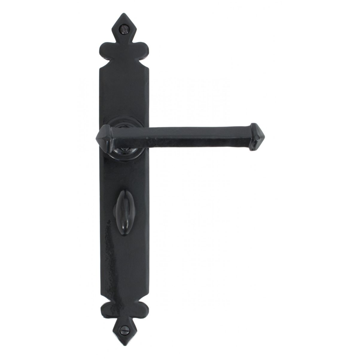 "Azzaro" Medieval Style Cast Iron Lever Handles With Bathroom Lock Pair