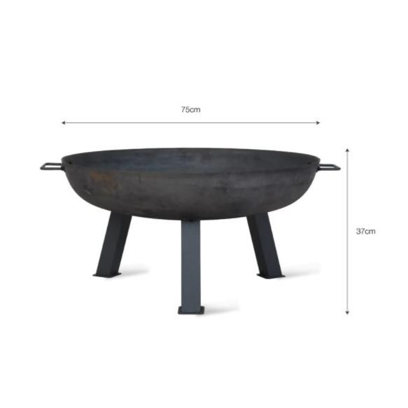 Raw Metal Fire Pit & Log Burner - 75cm Measurements