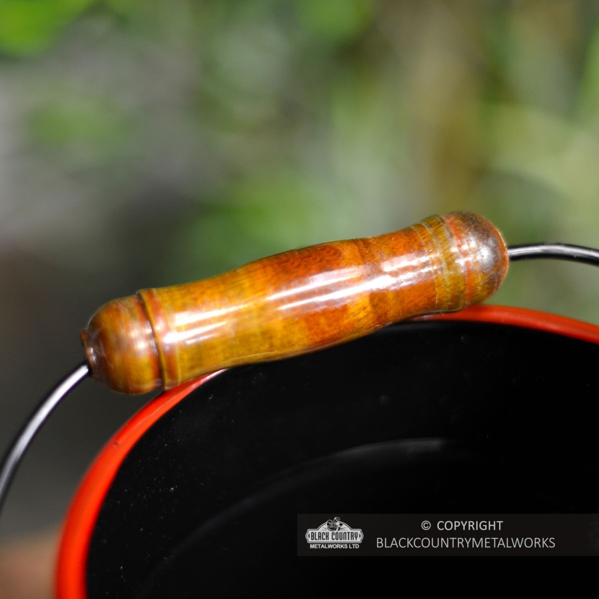 Close-up of the Handle on the Black Narrowboat Bucket