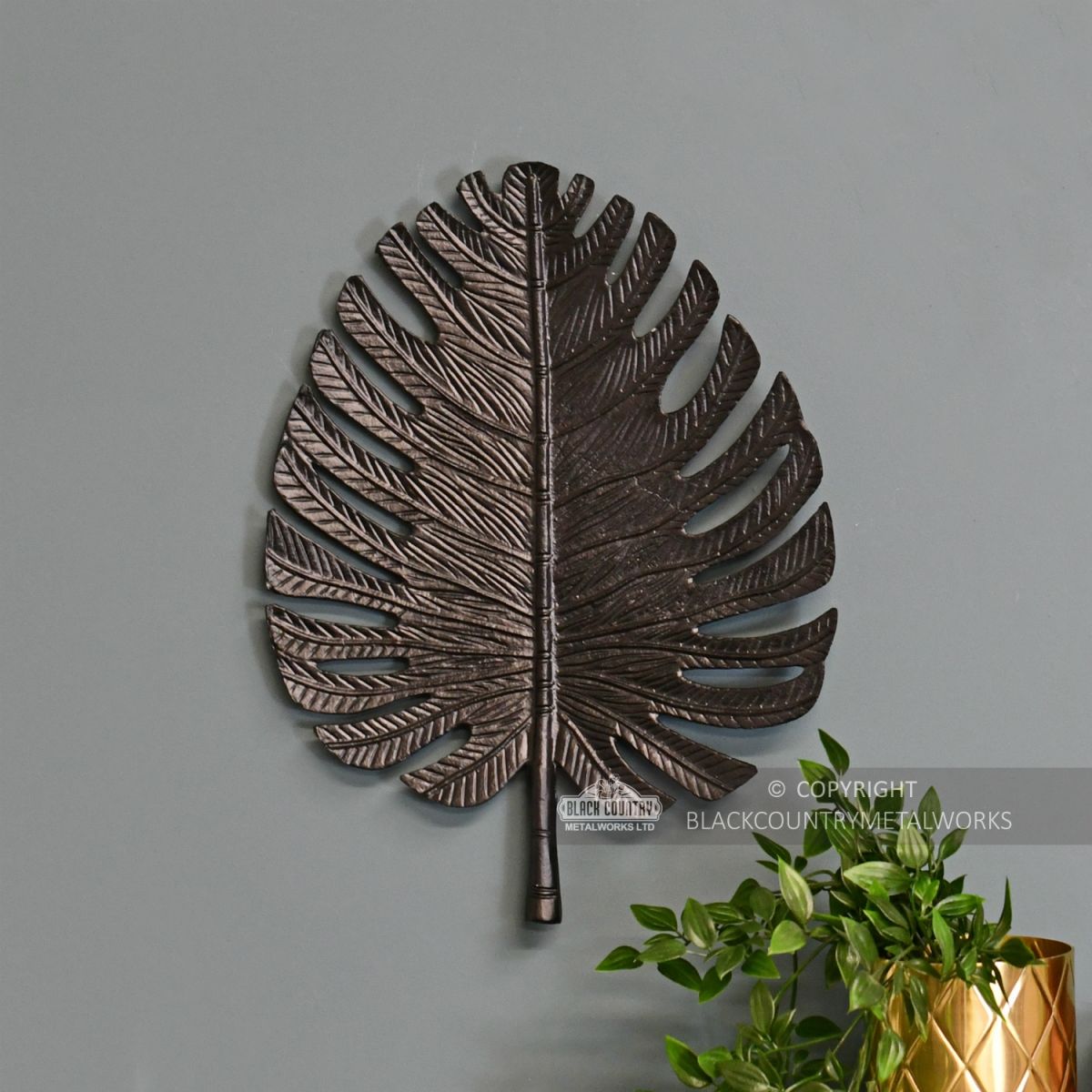 Medium Black Palm Leaf Ornamental Wall Art