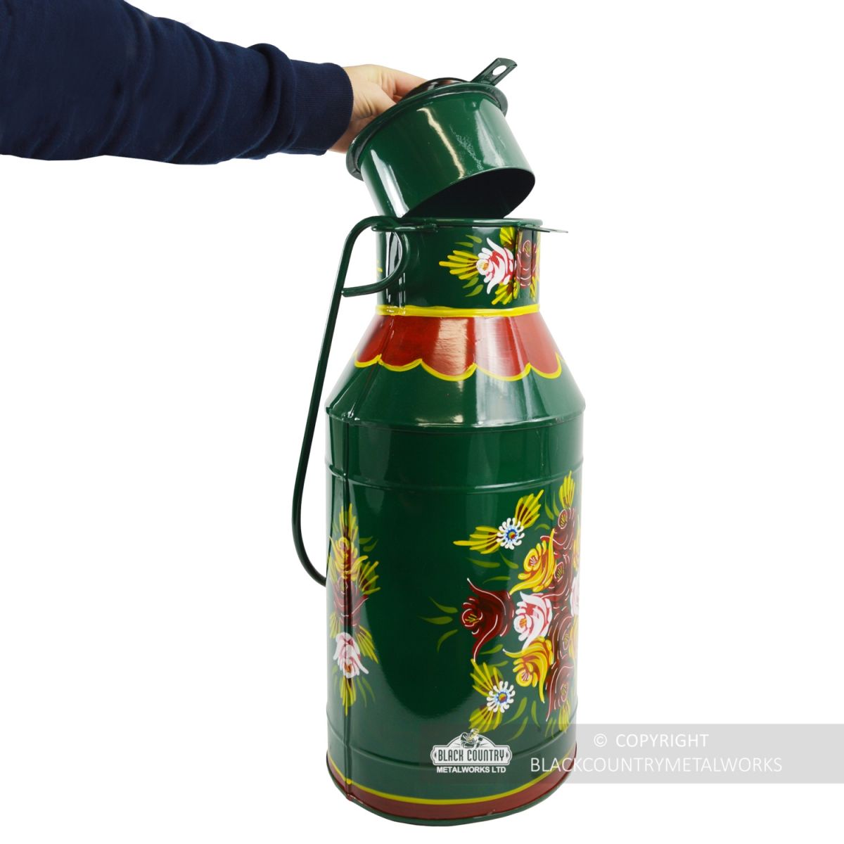 Large Green Narrowboat Milk Churn with Removable Lid