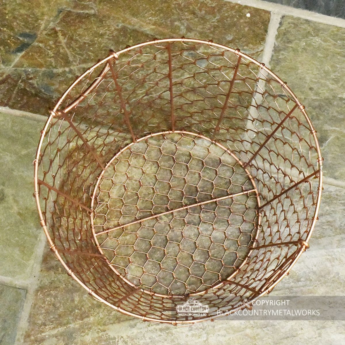 Top View of the Rose Gold Wire Log Basket 