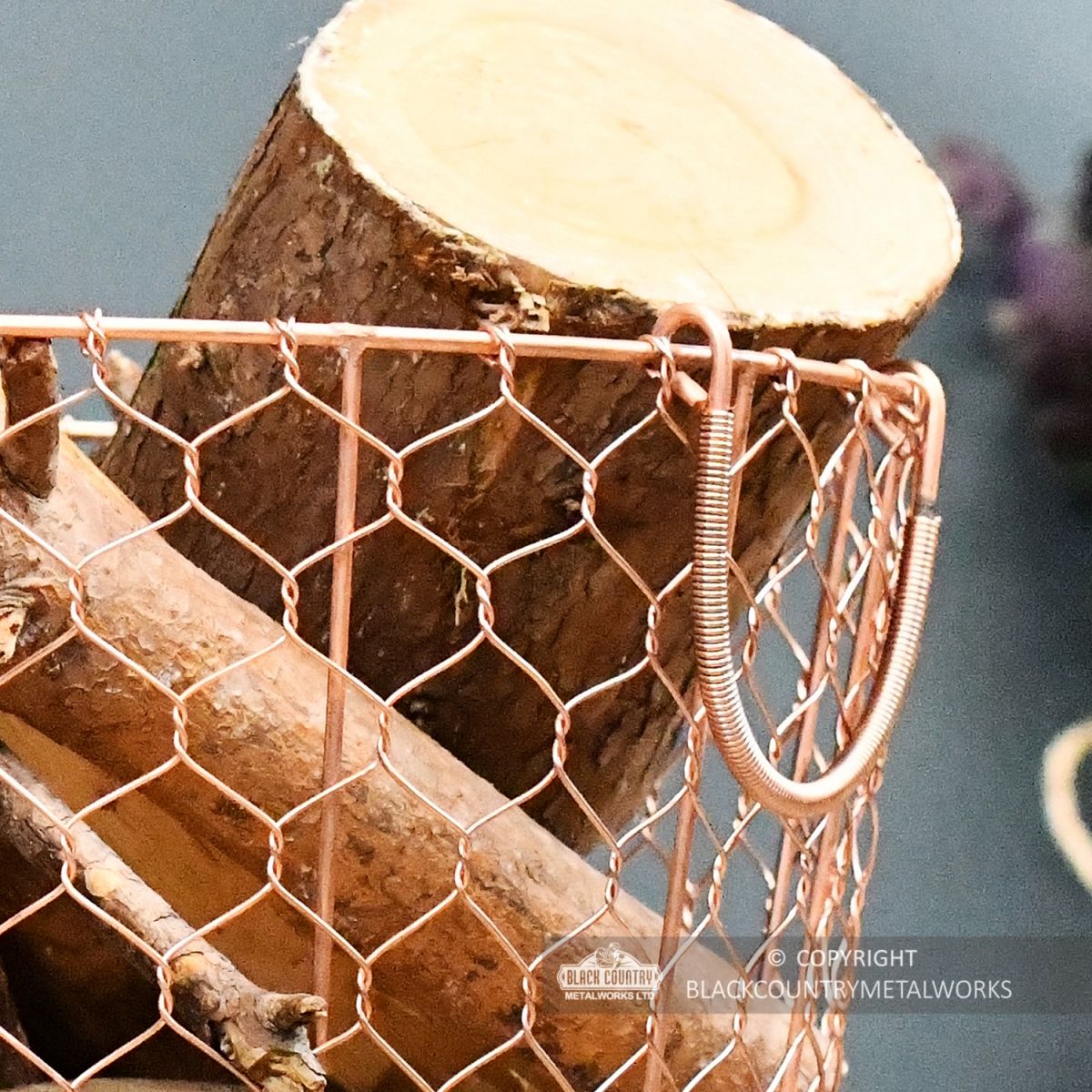 Close-up of the Wire Log Basket in Situ with Logs