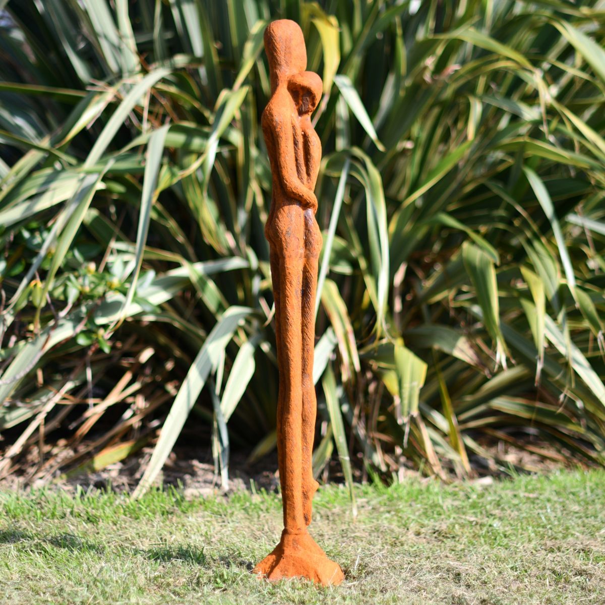 "The Loving Couple" Garden Statue in a Rustic Cast Iron