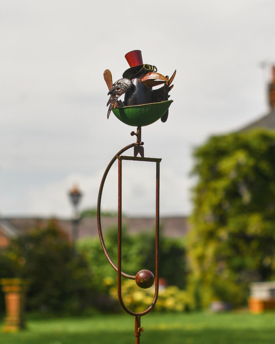 Metal "Whimsical Bird" Balancing Garden Spike
