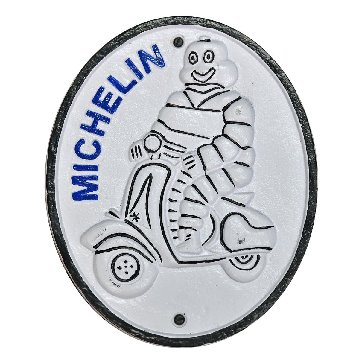"Michelin Man" Scooter Cast Automobilia Reproduction Sign Finished in a Hand Pained Finish