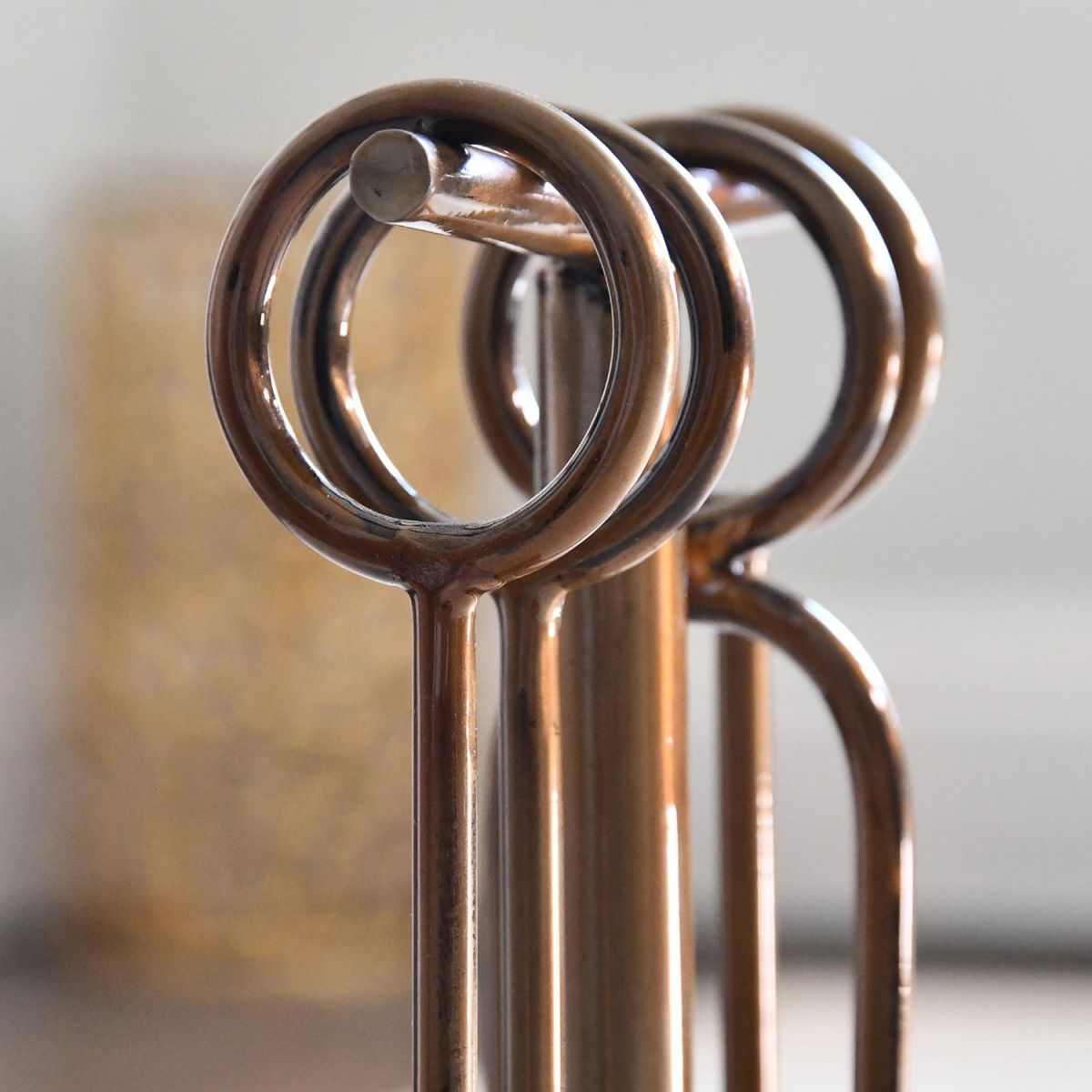 Loop Handles on the "Midleton" Antique Brass Companion Set