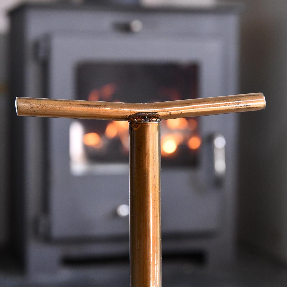 Close-up of the Antique Brass Finish on the Companion Set