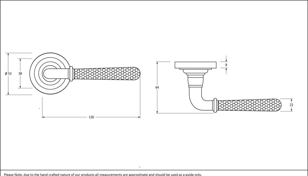 Matte Black Hammered Unsprung Lever Door Handle on Art Deco Rose Dimensions Matte Black Hammered Unsprung Lever Door Handle on Art Deco Rose Dimensions