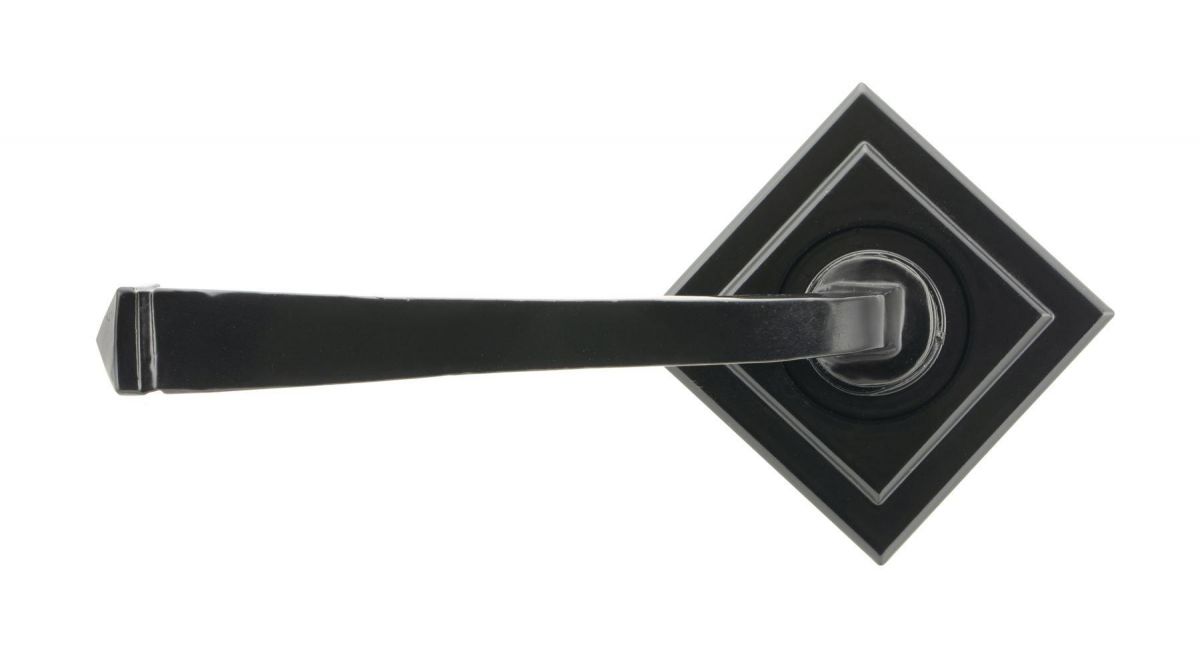 Midnight Black Lever Door Handle on Diamond Rose