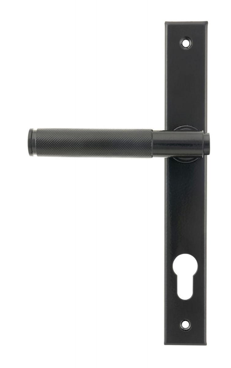 Midnight Black Slimline Lever Espag Door Handle Back