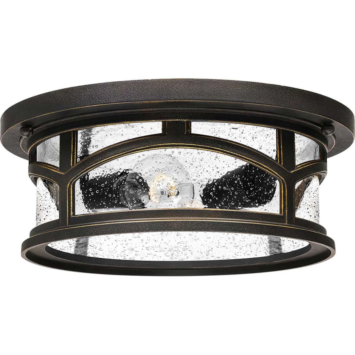 Mild Steel "Marbled" Antique Bronze Flush Ceiling Light