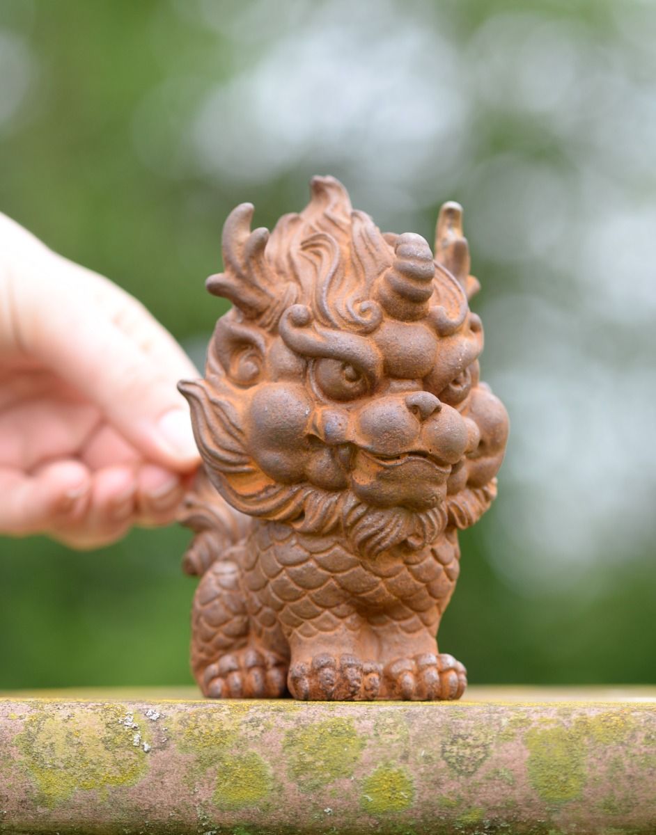 Rustic Cast Iron "Auspicious Pixiu" Garden Sculpture
