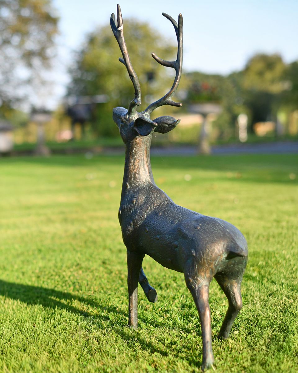 View of the back of the Stag Garden Sculpture