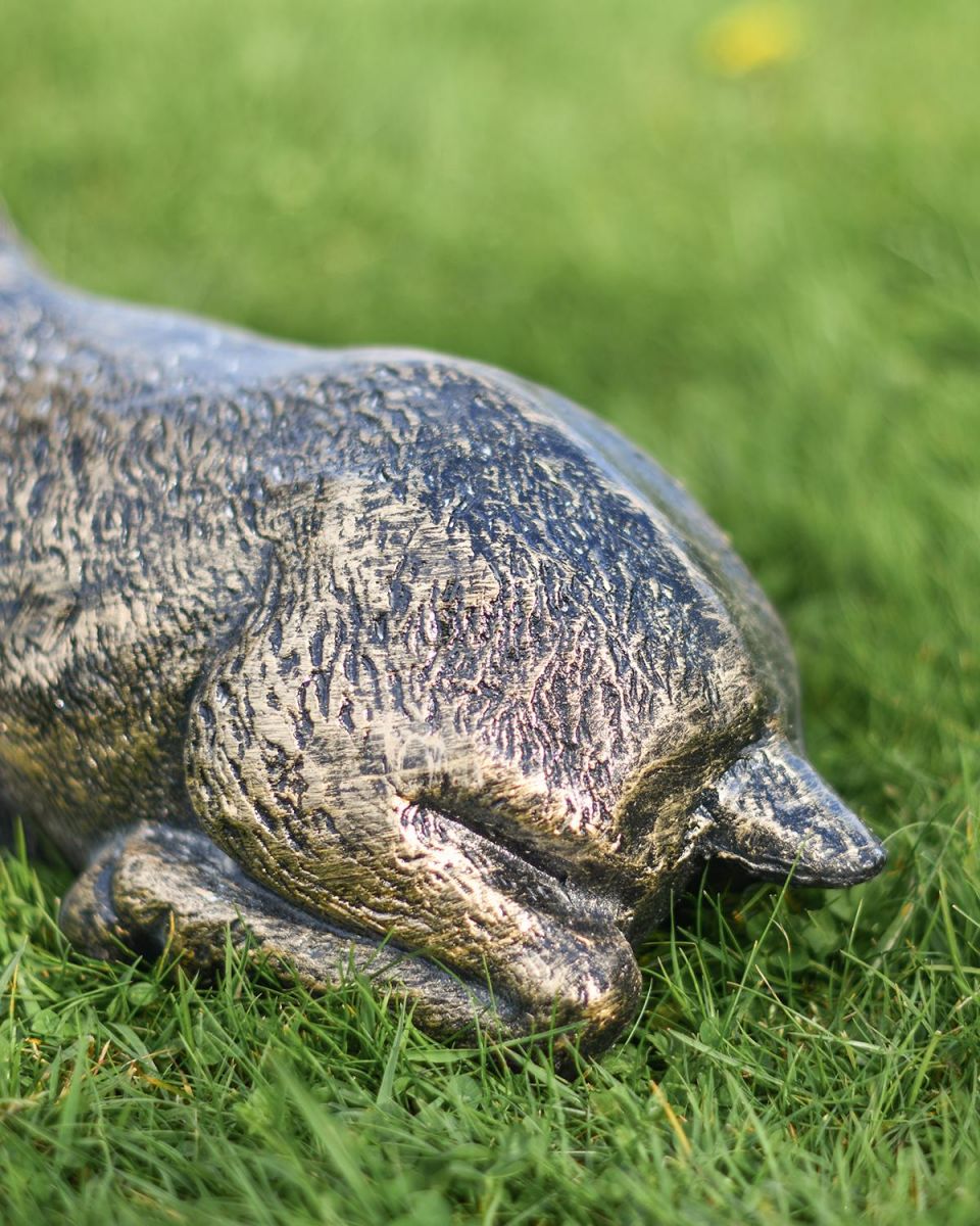 Close-up of the back of the Miniature Cast Aluminium Lying Down Doe Sculpture
