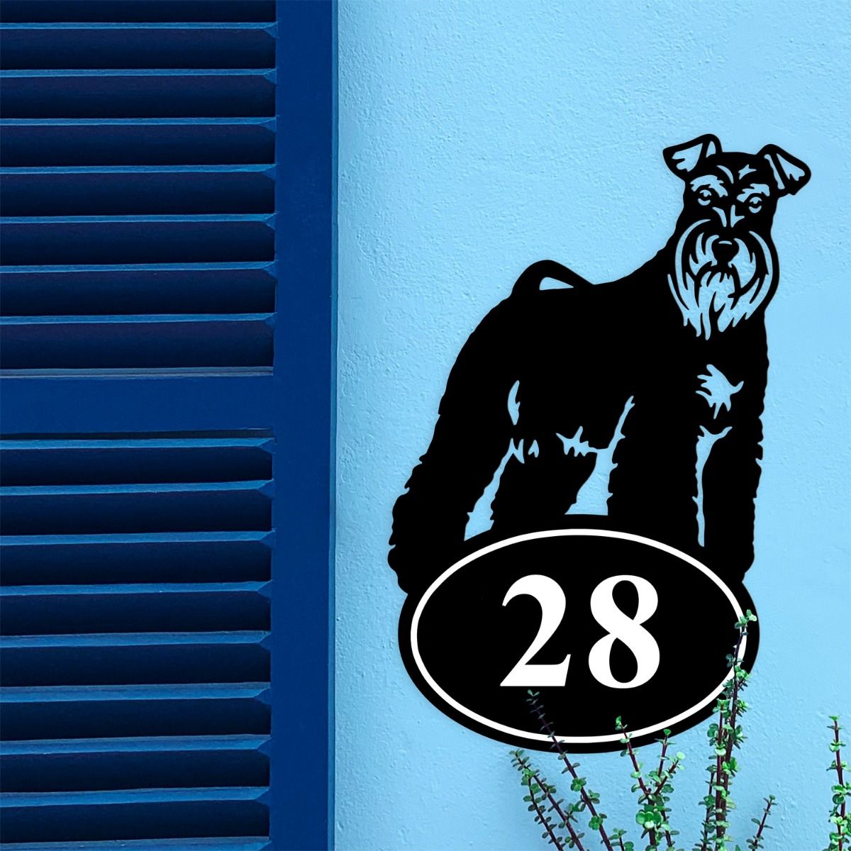 Miniature Schnauzer Iron House Number Sign