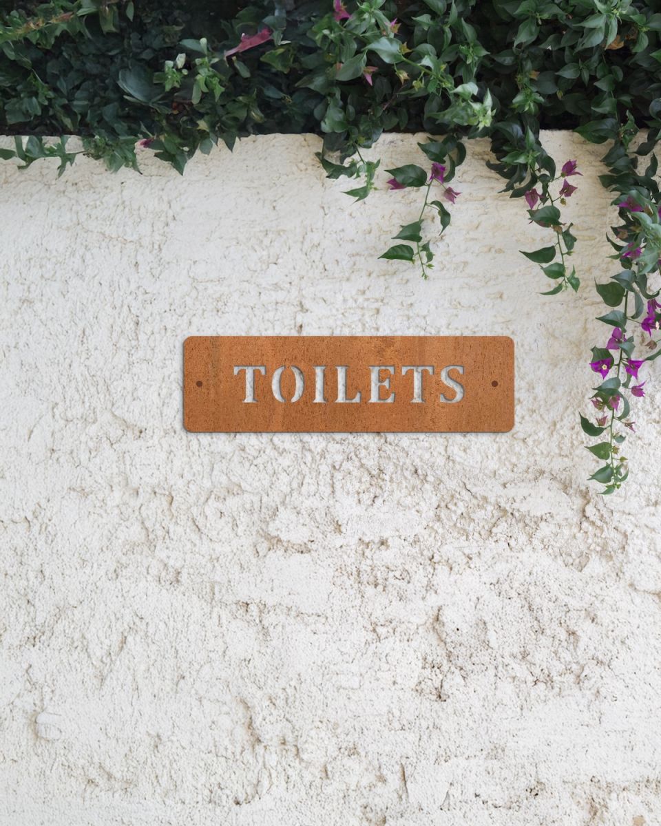 Minimalist Rustic "Toilets" Wall Sign