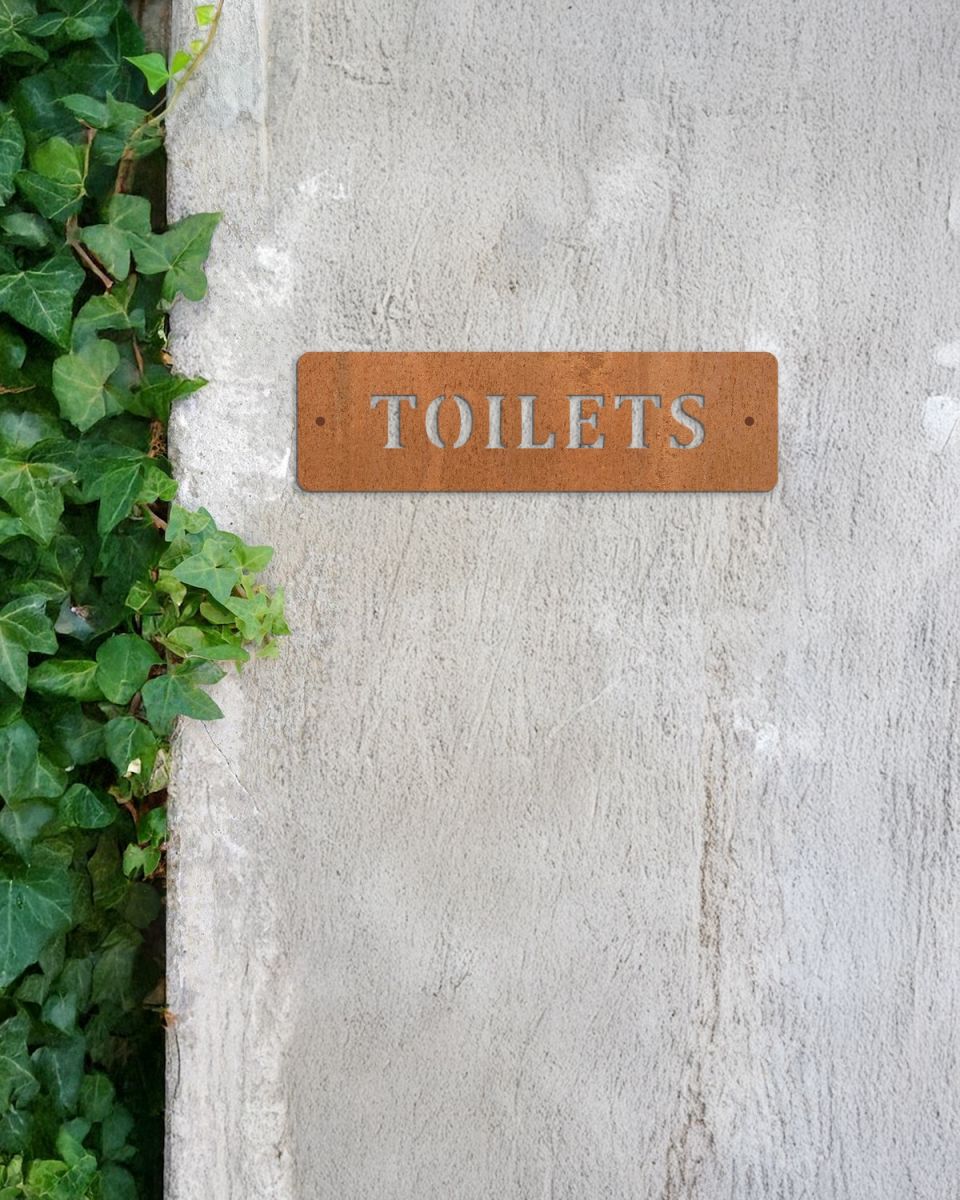 Minimalist Rustic "Toilets" Wall Sign
