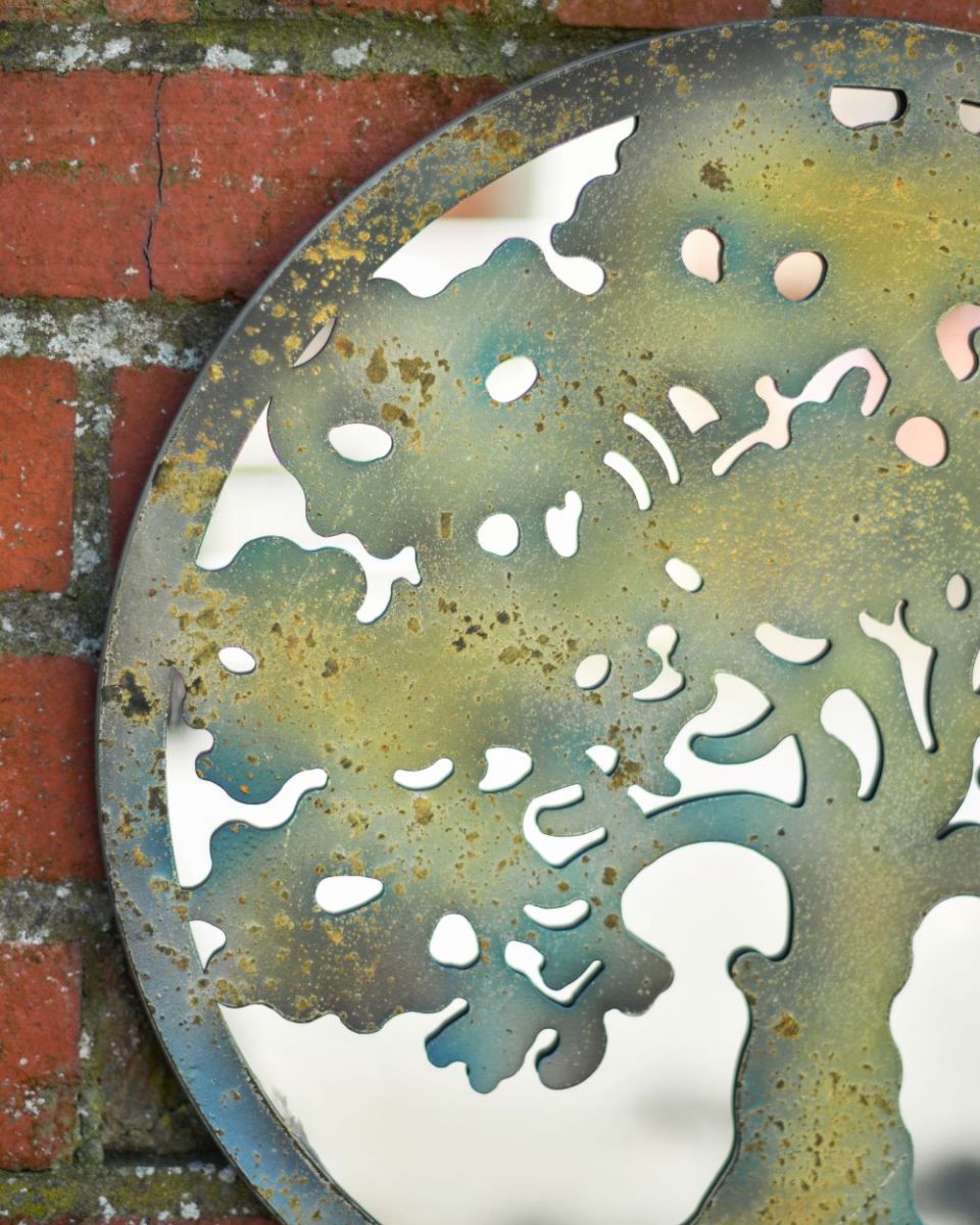 Close up of Mirrored Rustic Oak Tree Wall Art branches