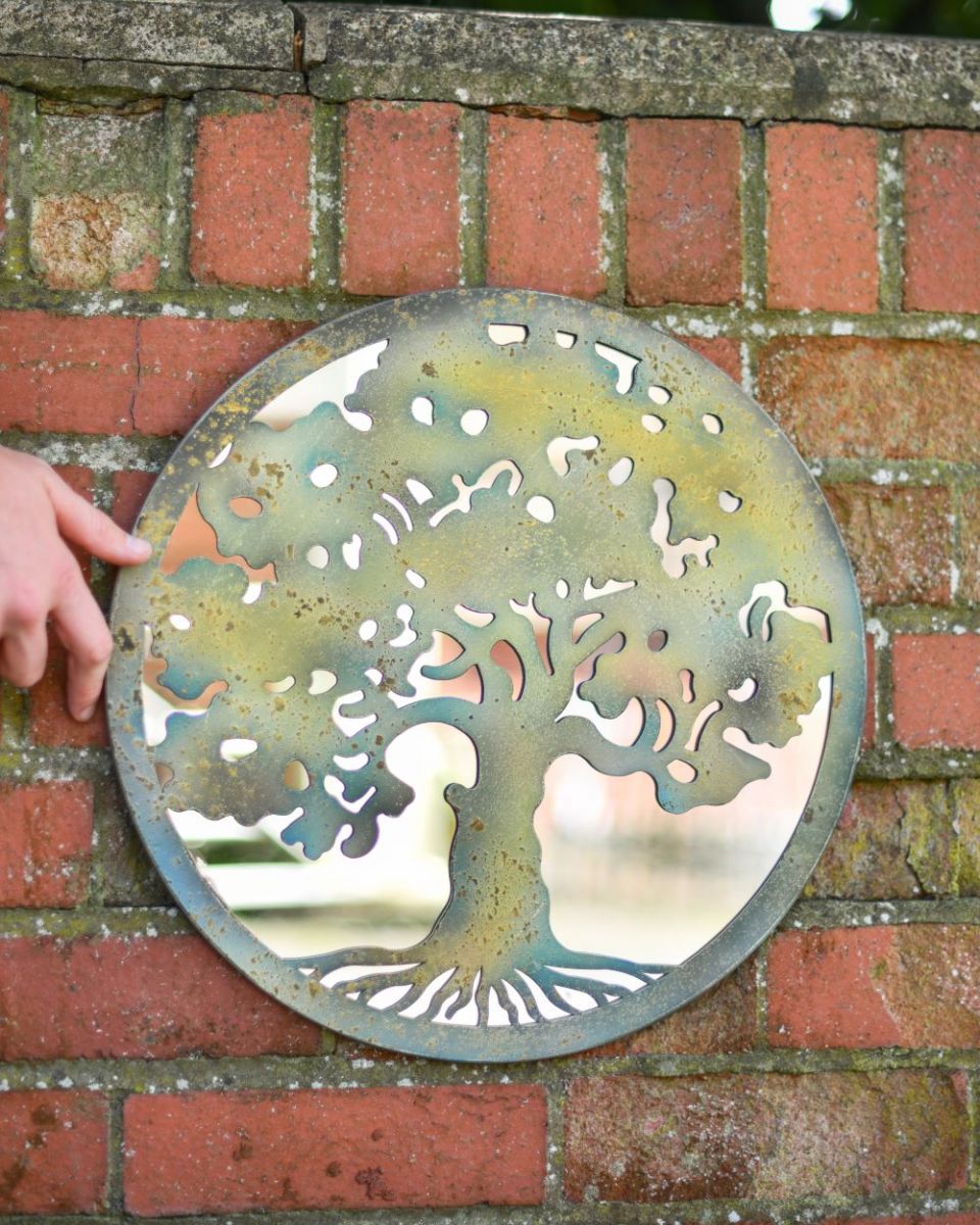 Scale Image of Mirrored Rustic Oak Tree Wall Art