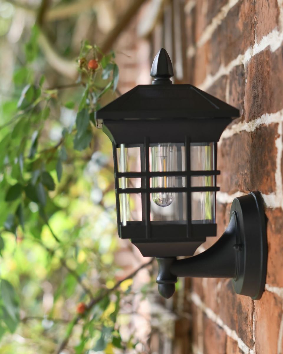 Modern caged cube wall light side view