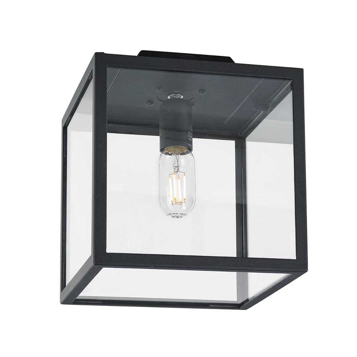 Modern "Cube" Steel Flush Ceiling Light - 27cm x 23cm