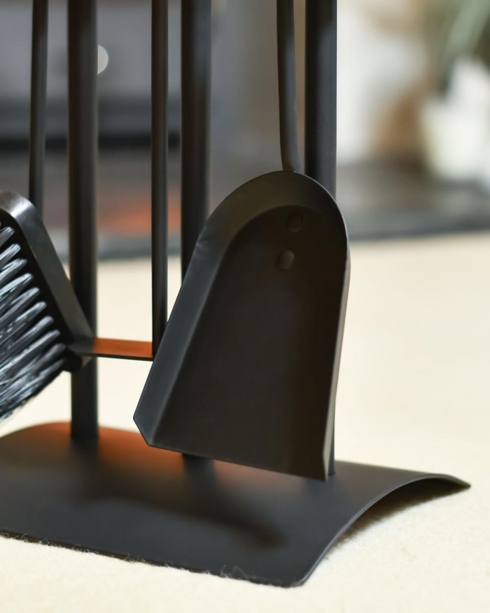 Close Up Of Modern "Asher" Fireside Companion Set Shovel