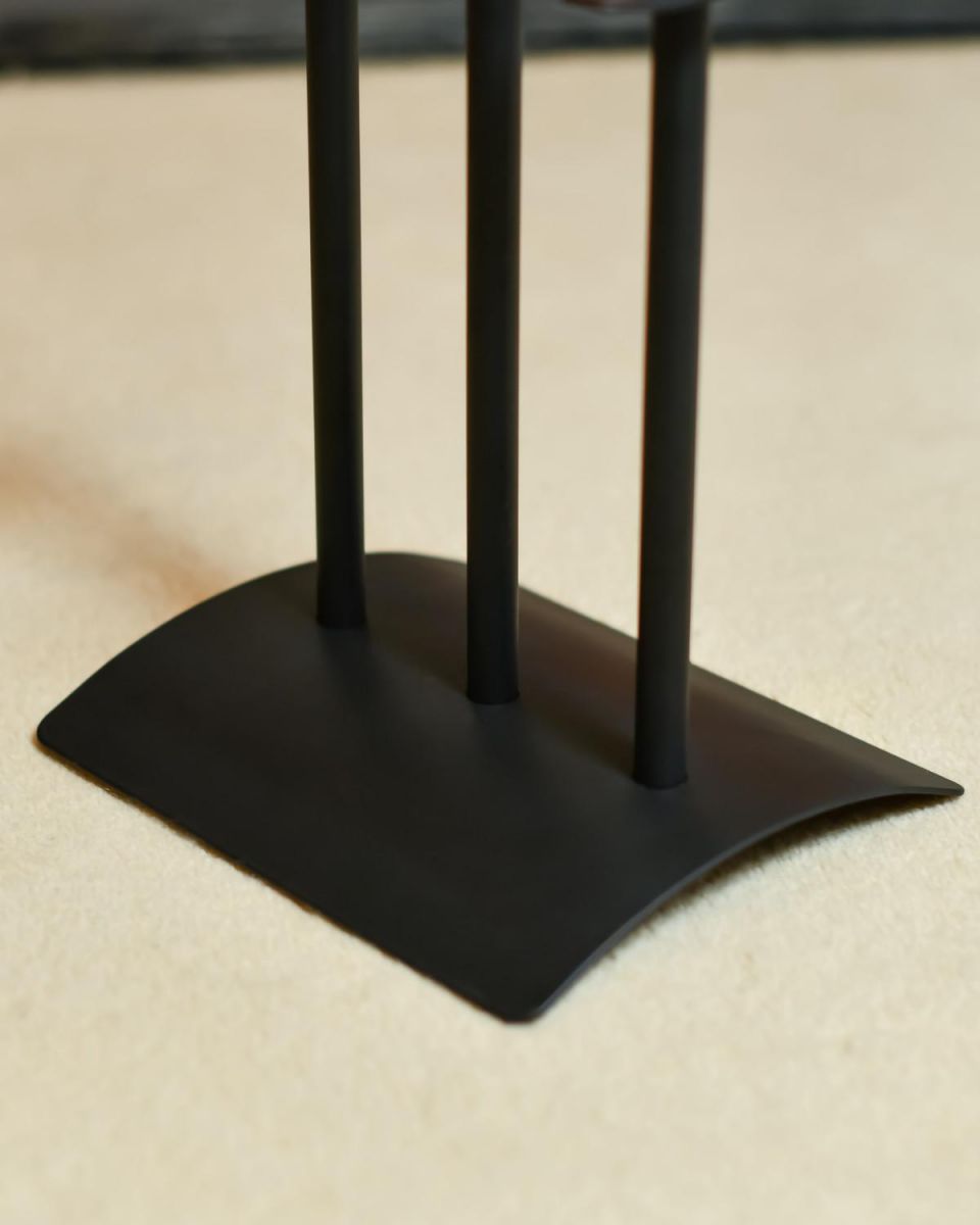 Close Up Of Modern "Asher" Fireside Companion Set Base