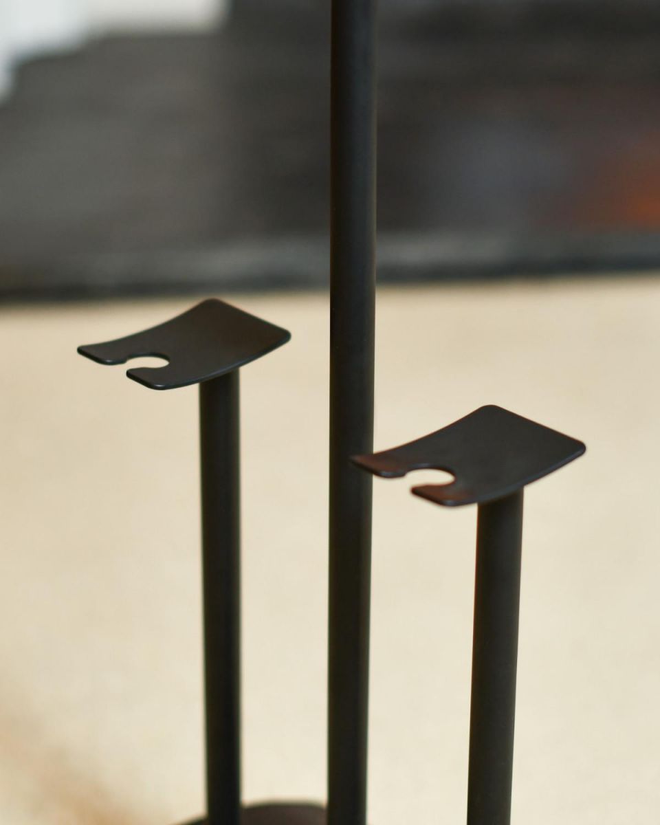 Close Up Of Modern "Asher" Fireside Companion Set Stand
