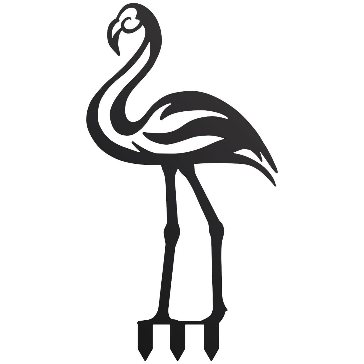 Modern Sheet Steel Flamingo Silhouette in Black Finish with Spikes