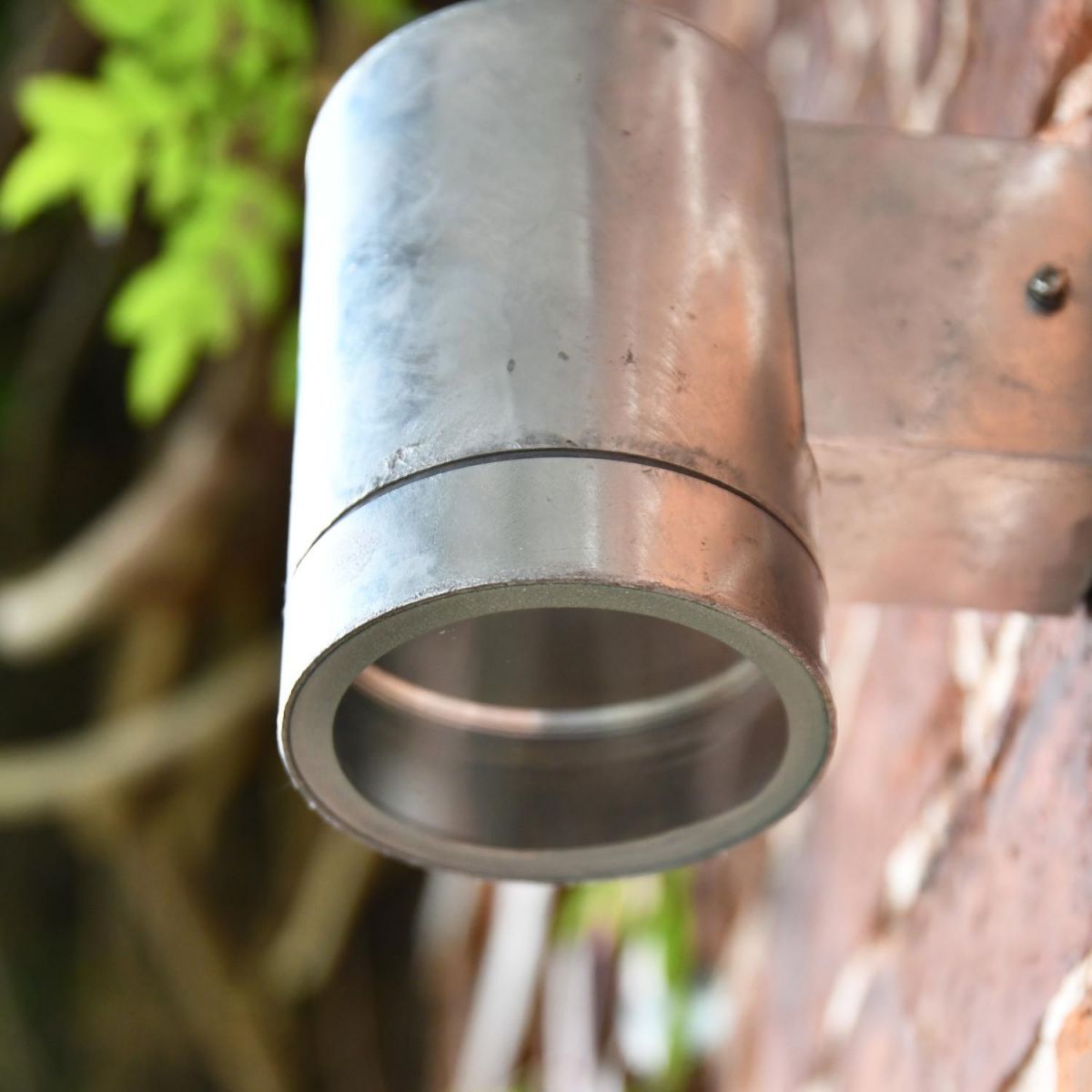 Close-Up of Perspex on Galvanised Steel Wall Light